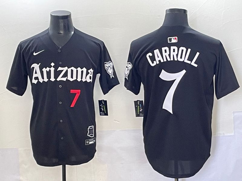 Men 2025 Arizona Diamondback #7 Carroll Black Five generations Joint Name Nike MLB Jersey style 4->new york giants->NFL Jersey